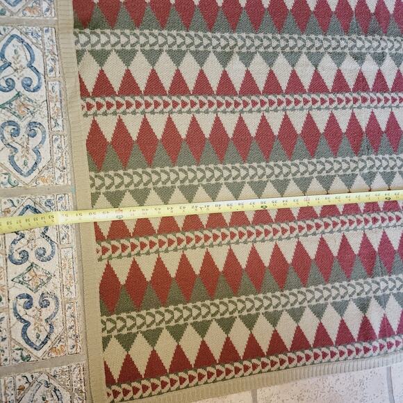 Hiend Accents Throw Blanket Marching Pillow Cabin Diamond Wine Green Cream - Picture 8 of 10